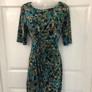NorthStyle Green-print Dress with 1/2 sleeves